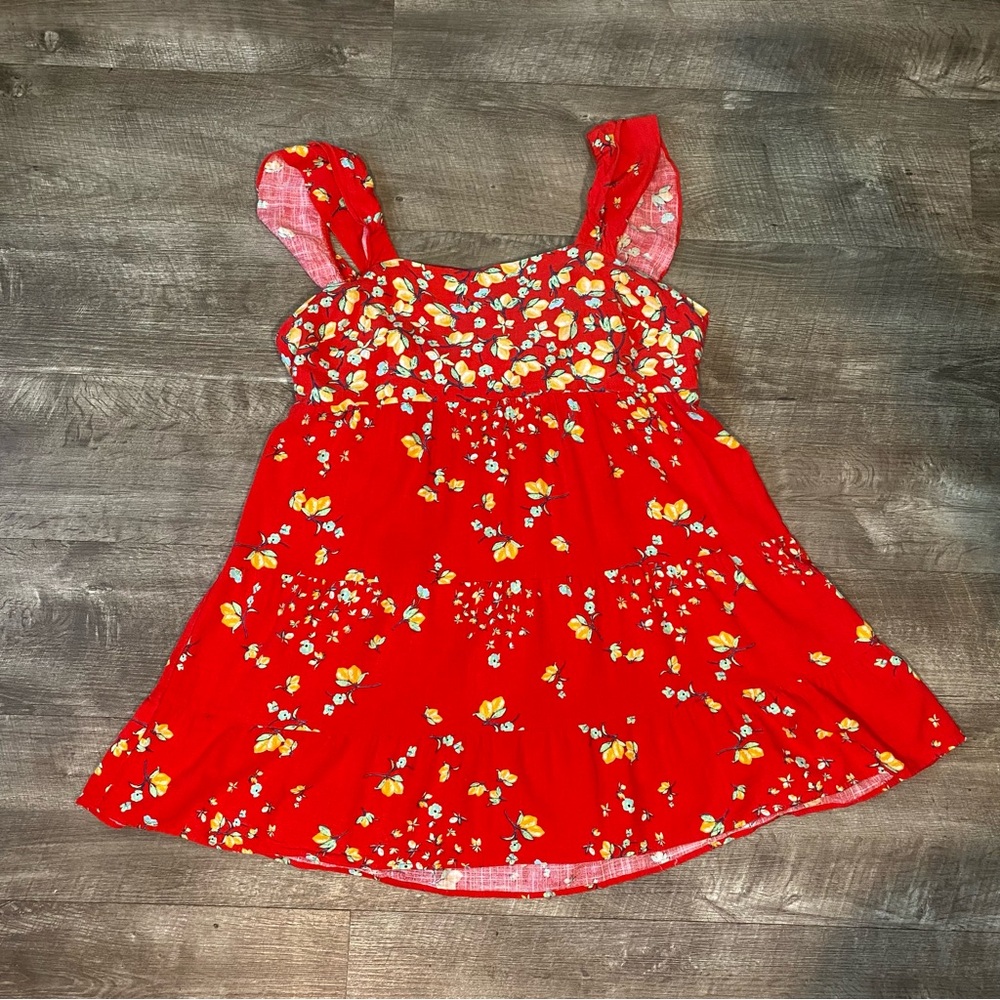 Lauren Conrad Red Floral Babydoll Dress – Cottagecore Summer Bloom